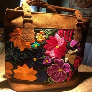 Embroidered Flower Tote Bag